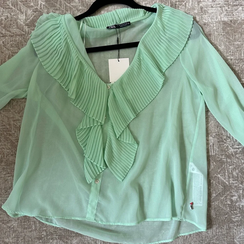 Zara Sheer Mint Blouse - Picture 3 of 3
